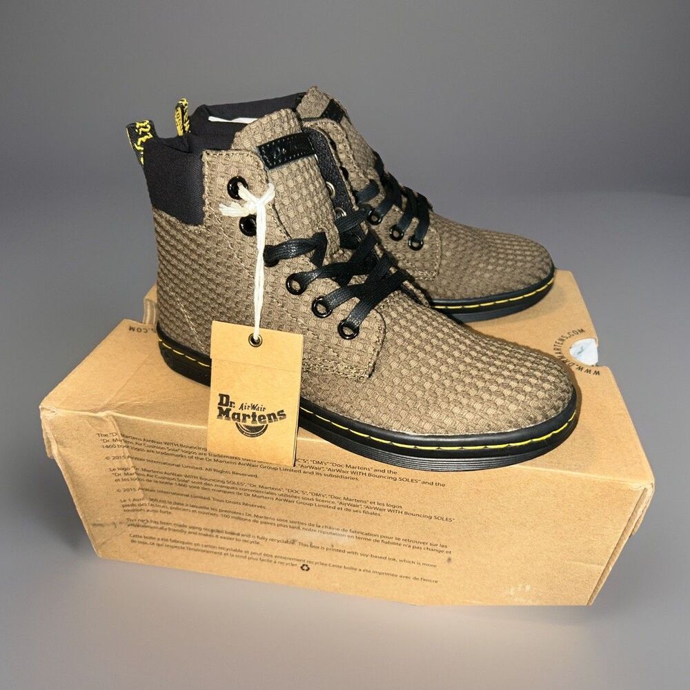 NIB Womens Doc Dr Martens Maelly WC Waffle Khaki Black Ankle boot Sneakers Sz 5